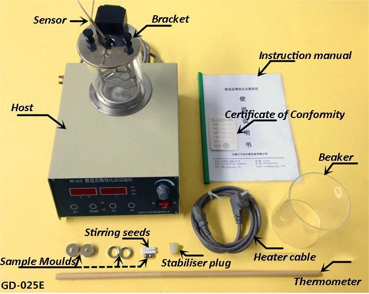 La norme ASTM D36 l'anneau et la bille Machine de test Test de point de ramollissement du bitume