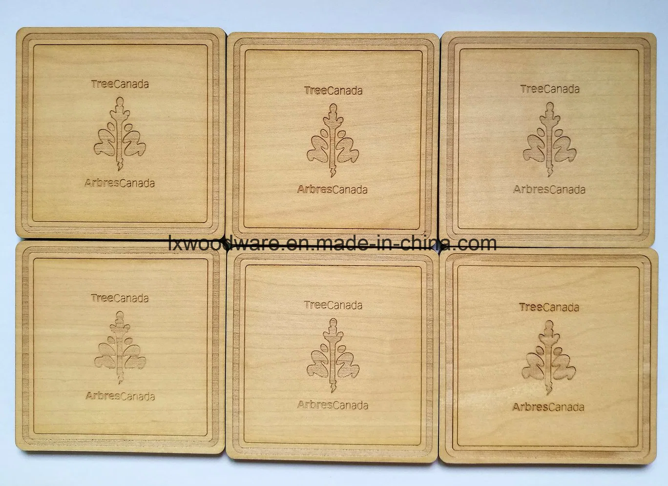 Custom Shape promocional regalo de madera Coaster en acabado mate