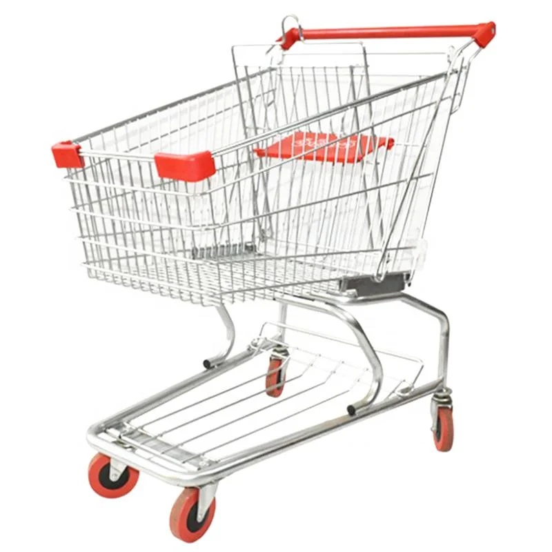 Large Capacity Grocery Double Basket Supermarket Shopping Cart