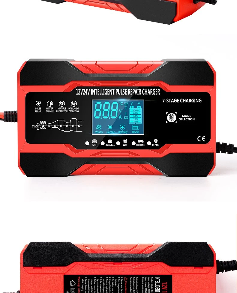 Full Automatic Car Battery Charger 12V Digital Display Battery Charger Power Puls Repair Chargers Wet Dry Lead Acid