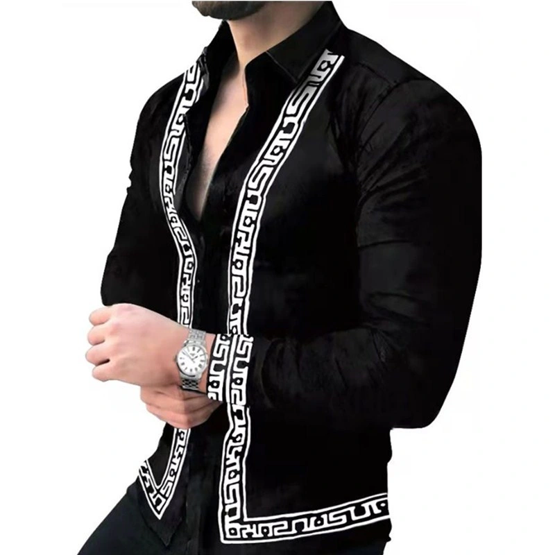 Fashion Printed Men Shirt Summer Long Sleeve Designer Shirts for Men Casual