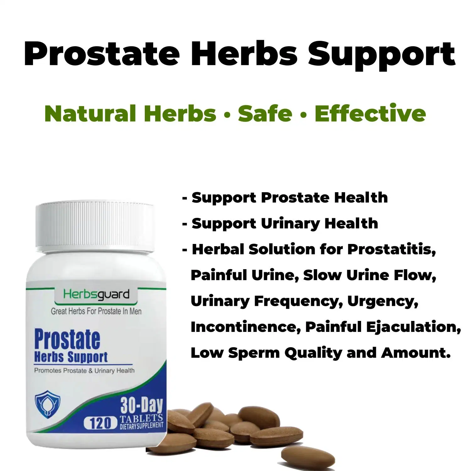Herbal Dietary Supplement Prostate Support Adopts Natural Herbs Extracts as Active Ingredients Help Recover Normal Prostate and Urinary Health Man Treatment