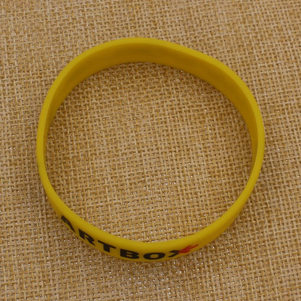 Custom Cheap Yellow Printing Logo Promotional Silicone Bracelet Boy Sports Wristband