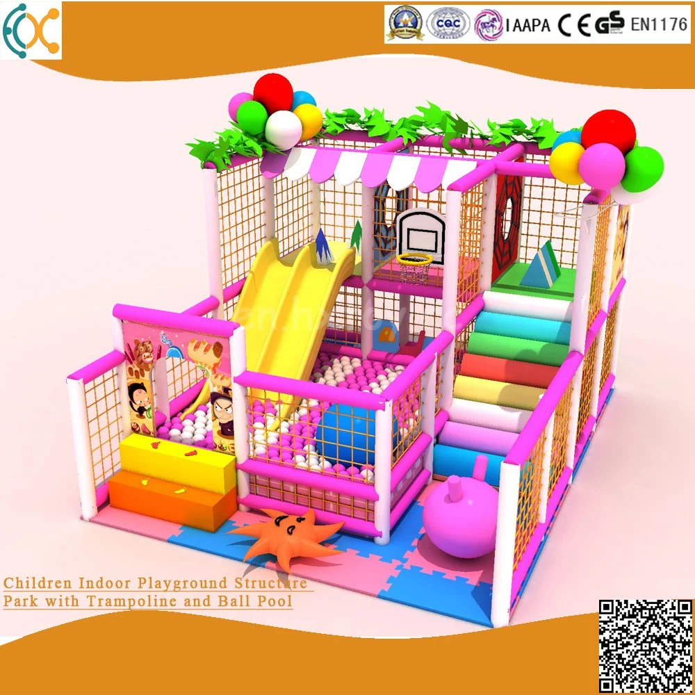 Los niños Playground Parque de la estructura interior con cama elástica y piscina de bolas