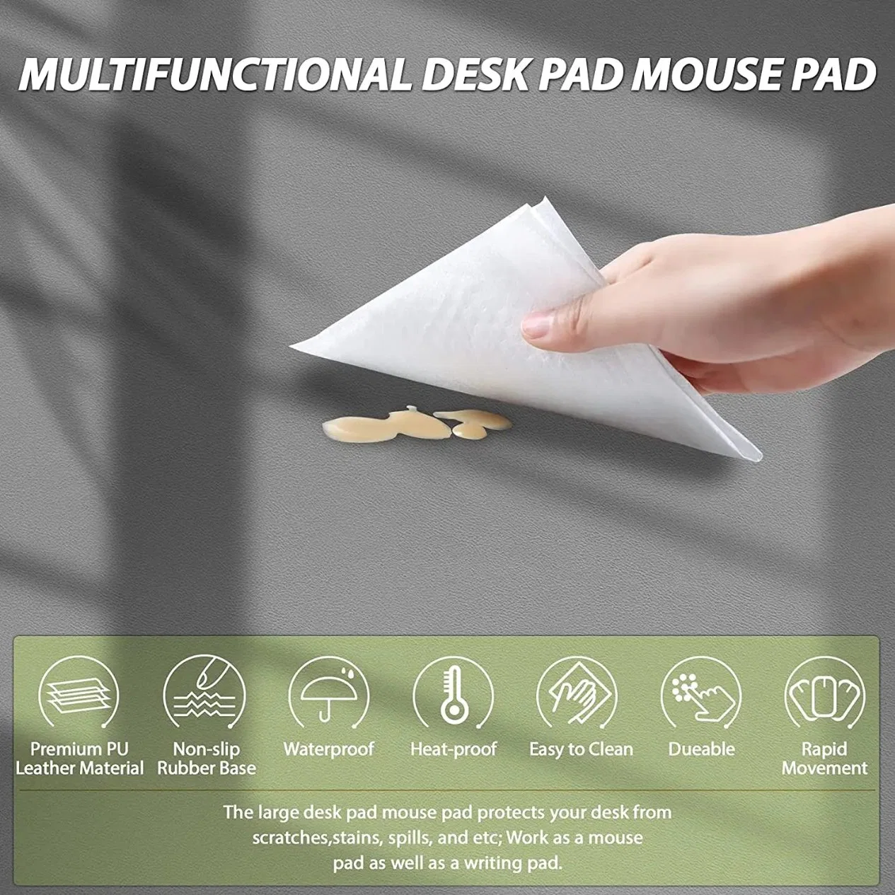 Large tapis de souris coussin de bureau en cuir pu pour clavier et Tapis de bureau avec souris