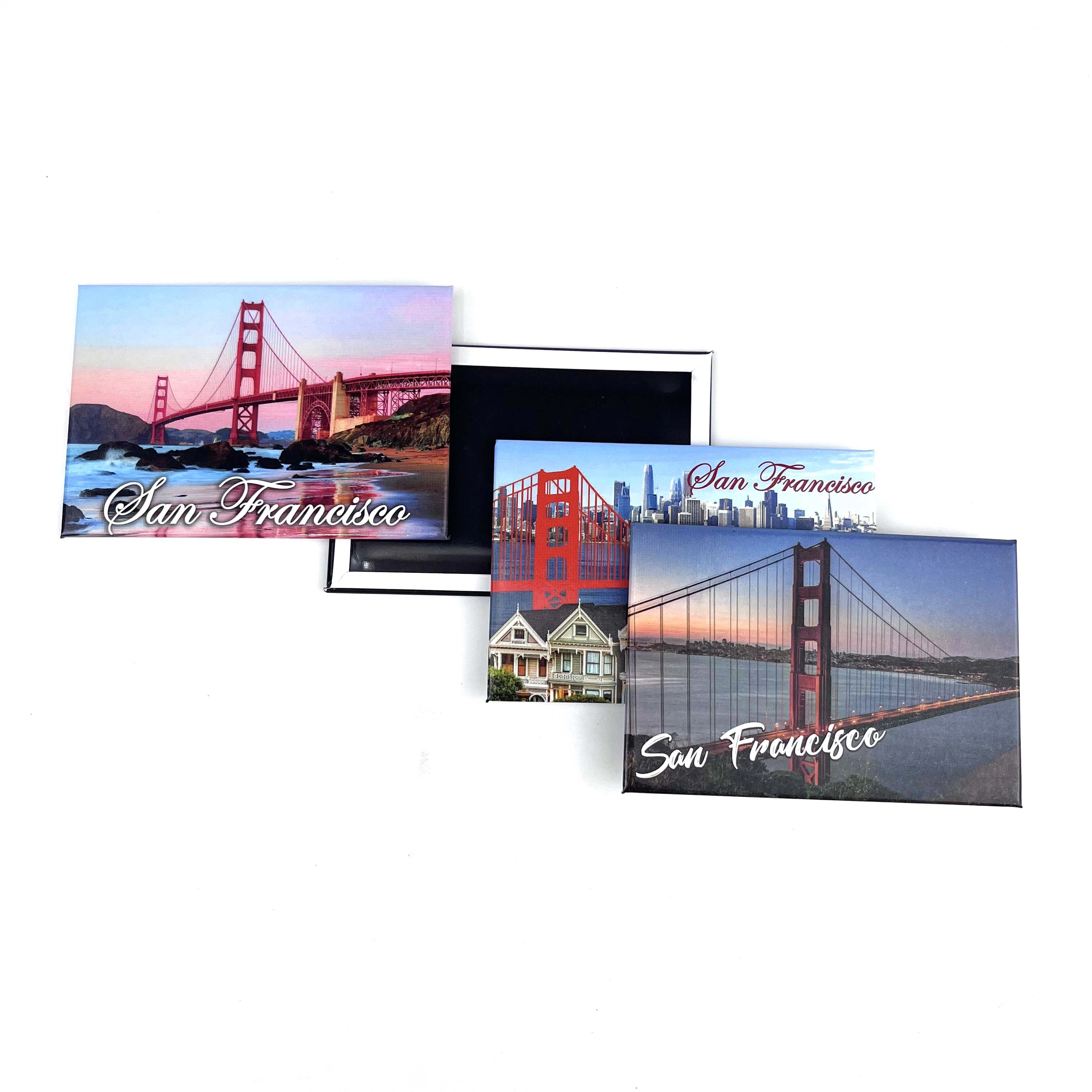 Amazon Venta caliente Regalos Regalos San Francisco Foto Diseño de Logotipo personalizado etiqueta nevera Imanes de nevera de estaño