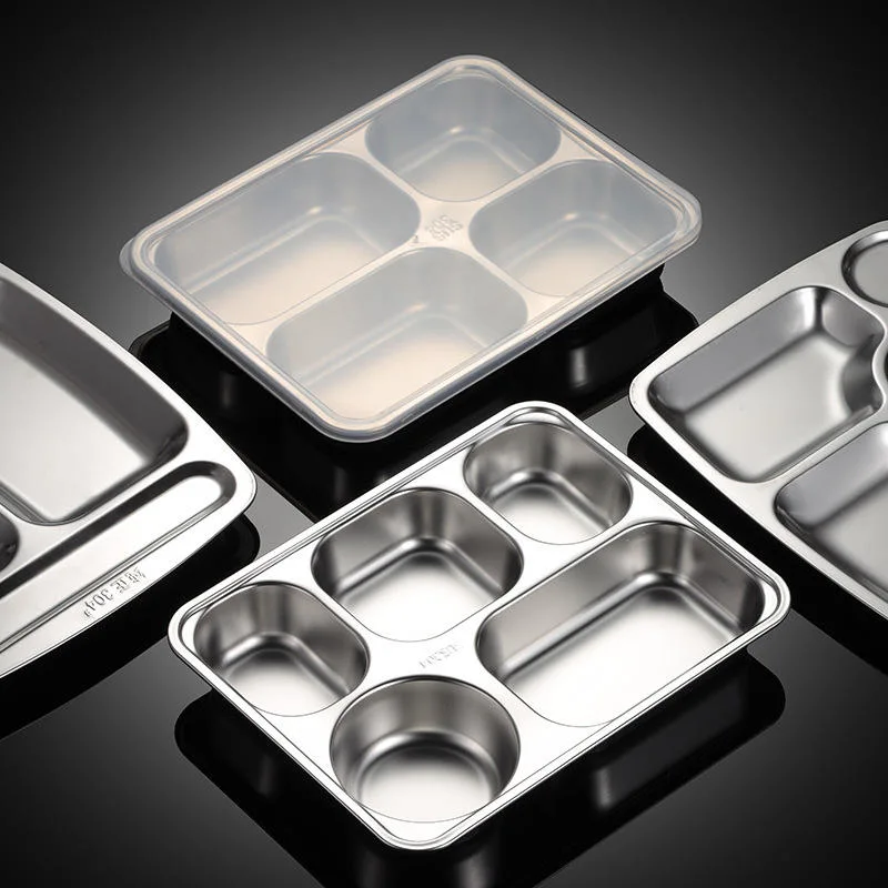 4 5 6 Grids Lattice Stainless Steel Mess Trays