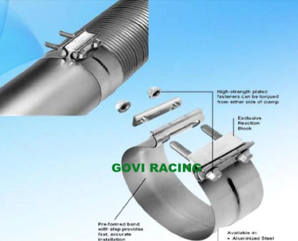 Abraçadeira do tubo de escape da banda de União sobreposta em aço inoxidável 304