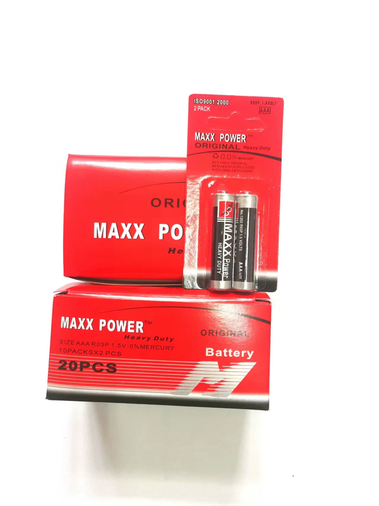 AAA 1.5V R03 Um-4 2PCS Blister Card Pack Carbon Zinc Battery Dry Battery Battery Cell High quality/High cost performance  Long Life Maxx Power