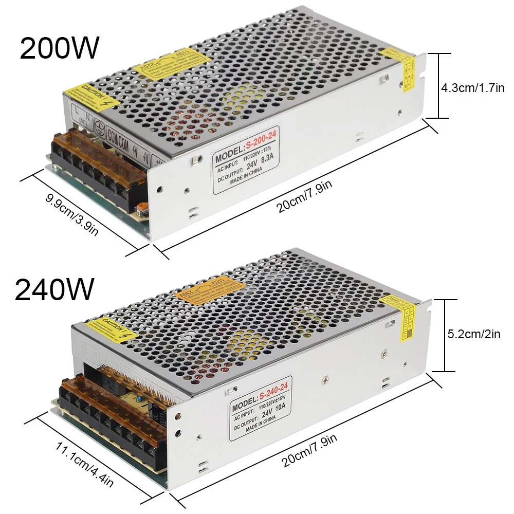 Os transformadores de iluminação DC24V o Condutor LED Adapter 24W 48W 240W 360W alimentação eléctrica comutável