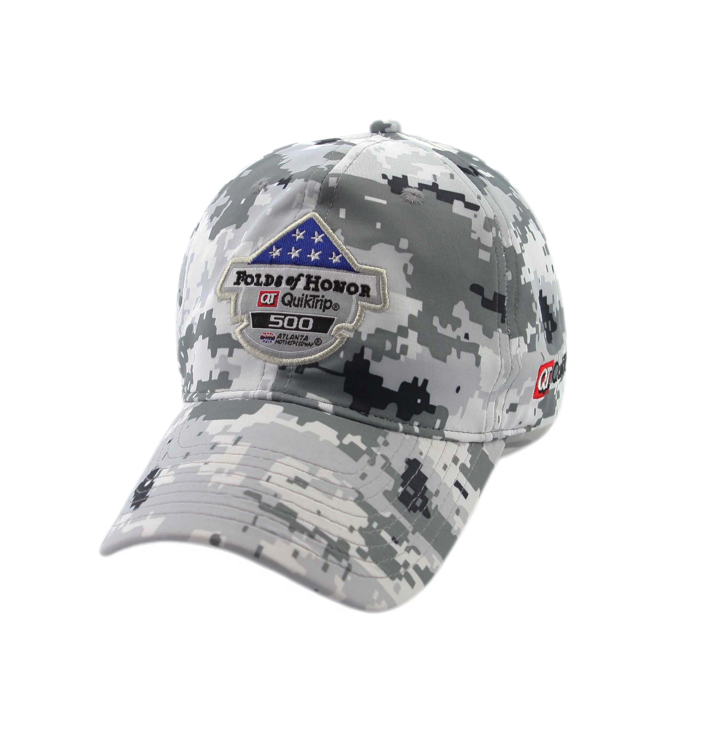Gorra de béisbol con aplique bordado estilo militar de camuflaje 6 Panel de la moda de poliéster Deportes Hat Cap camionero