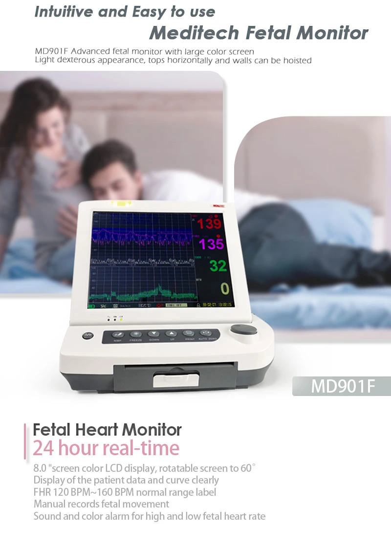 Meditech China Manufacturer Ce and ISO Fetal Maternal Monitor with Color Alarm