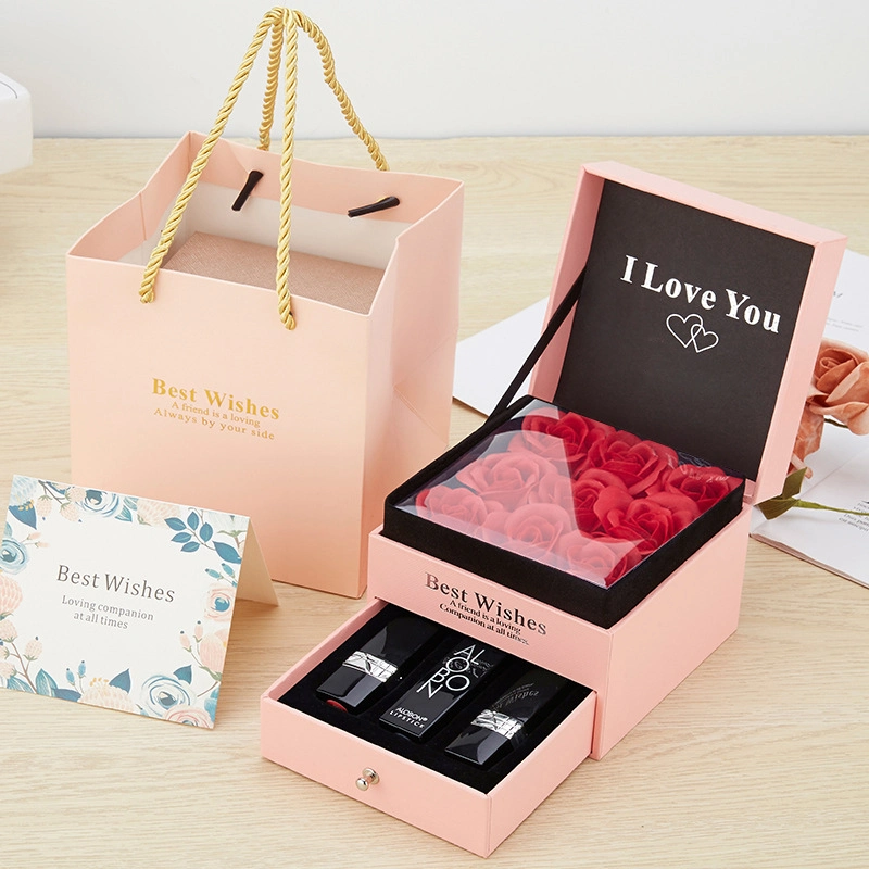 Luxury Design Joyería Caja de regalo papel personalizado envase botella de perfume Caja de embalaje cosmético de regalo de cajón