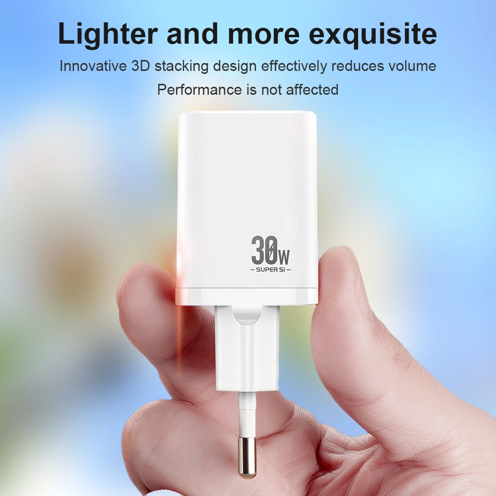 Chargeur rapide Amorus Super si USB a+C PD 30 W + Adaptateur d'alimentation pour chargeur mural à prise mâle UE à deux ports 18 W. Pour iPhone série 12-15 / Samsung / Huawei