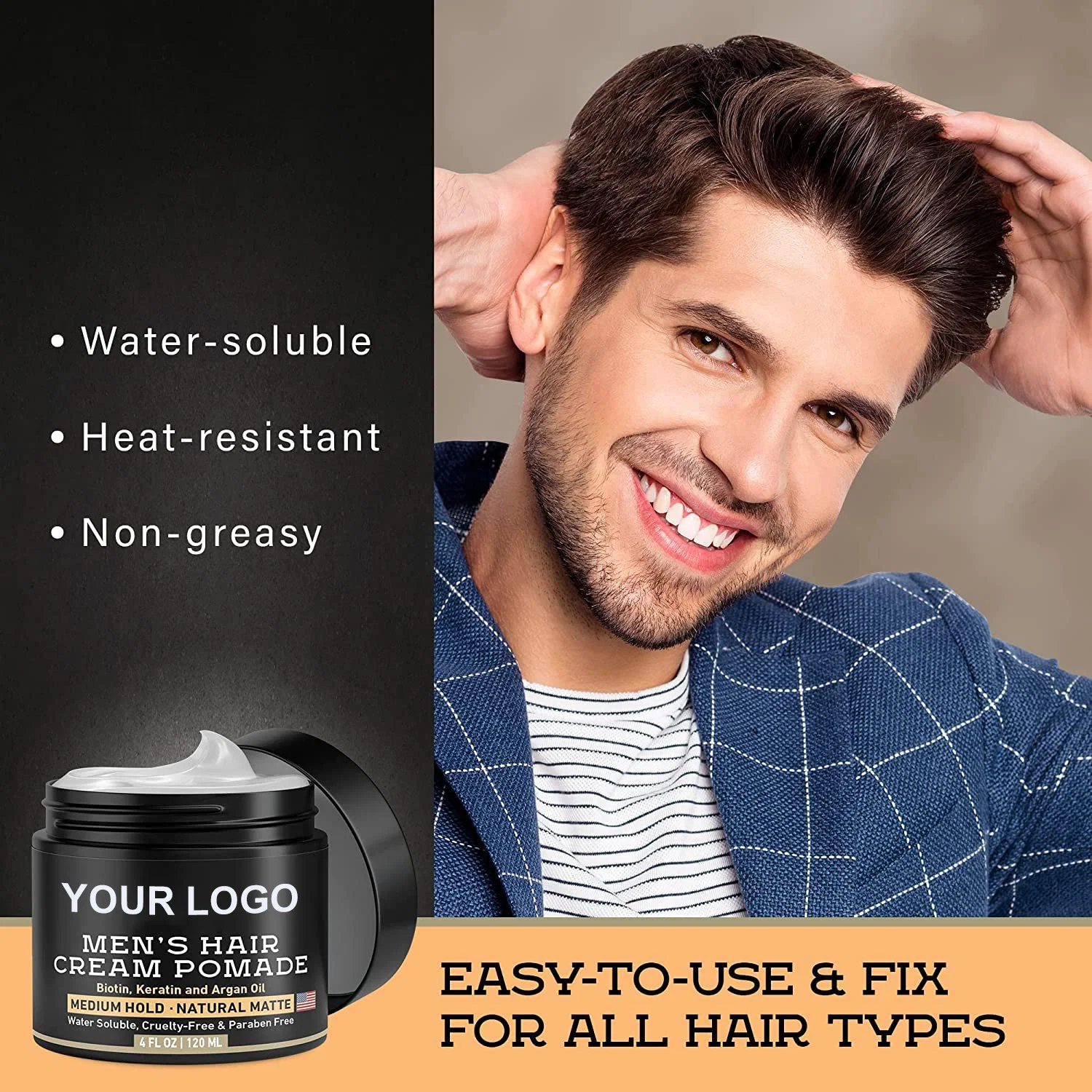 Beauty Cosmetics Skin Care Hair Styling Cream Men's Hair Cream Pomade OEM