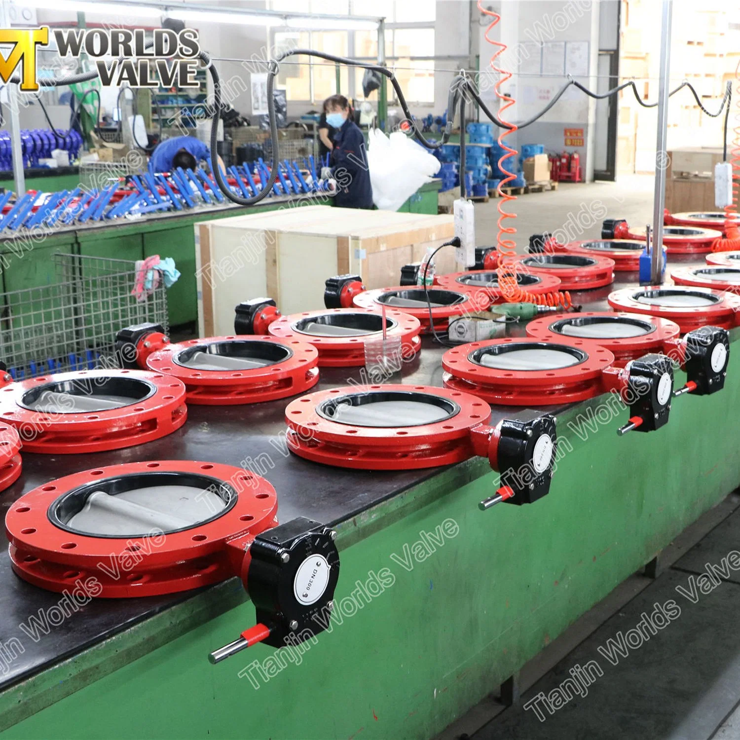 U-Pattern EPDM Seal on Body Double Flanged Butterfly Valve with Gearbox Handwheel