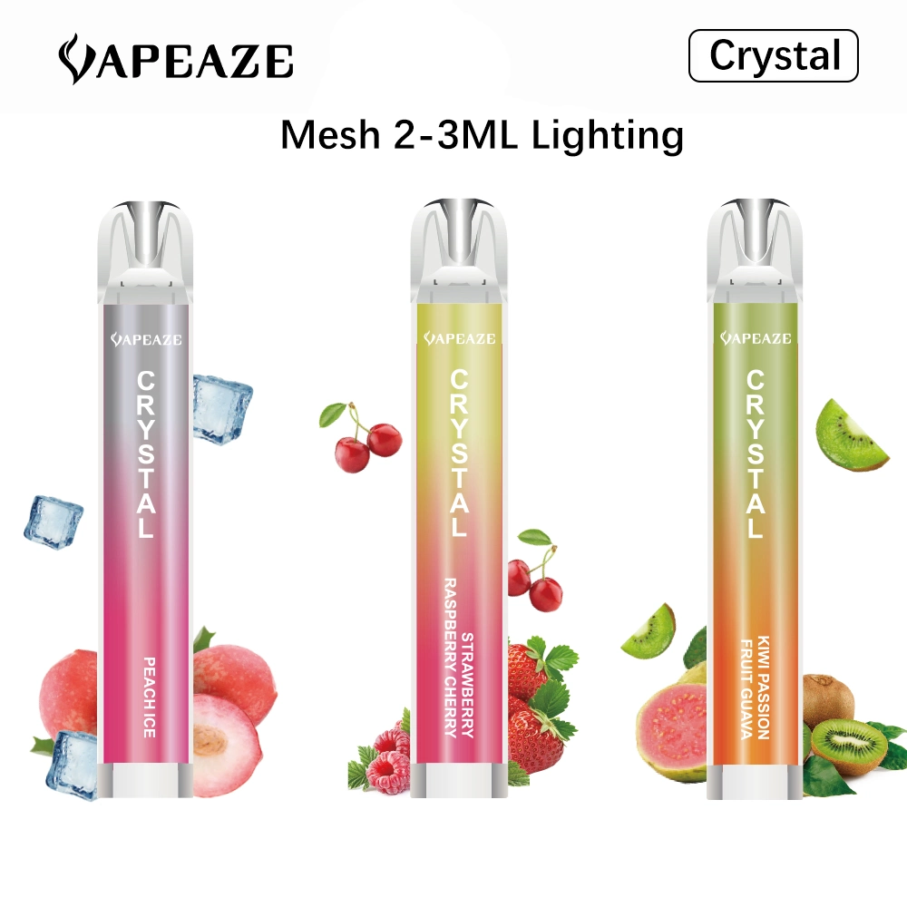 Electronic Cigarettes Mesh 2ml 600 Puffs 0% 2% 5% Nicotine Wholesale/Supplier Disposable/Chargeable Vape Pen Ske Crystal Bar Flat Drip Tip Multi Colors Flavors 20+