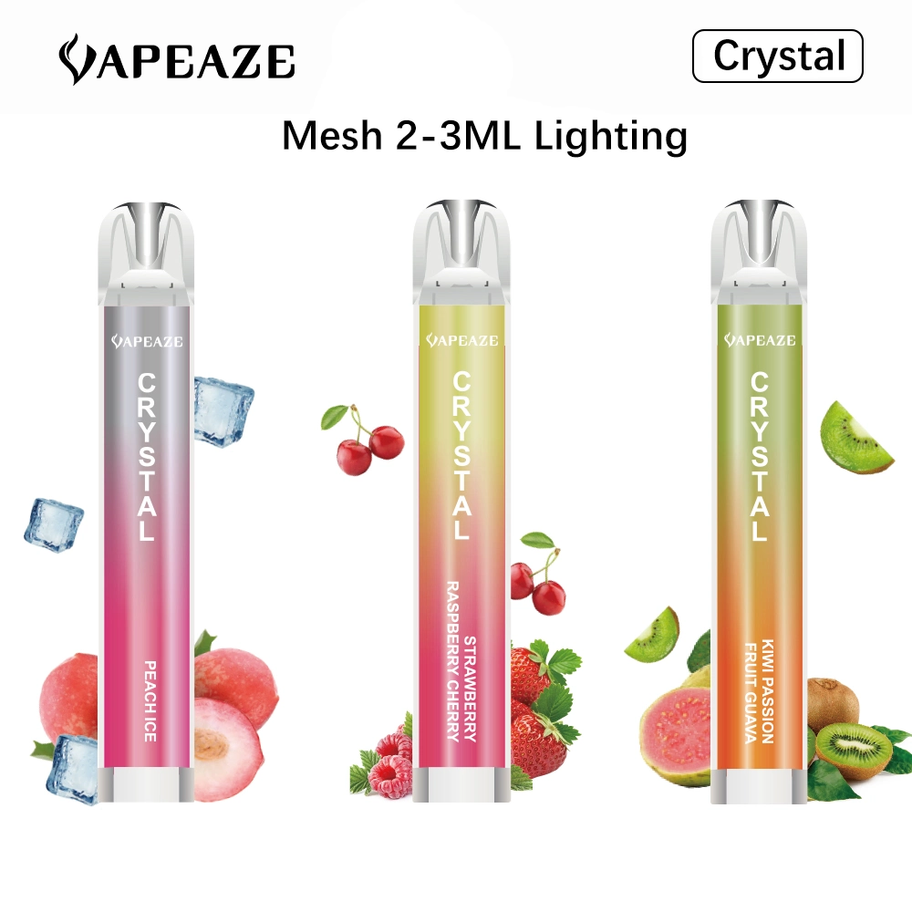 Malha eletrônica para cigarros 2ml 600 puffs 0% 2% 5% nicotina Esferográfica Vape descartável para atacado, ske Crystal Bar, ponta de gotejamento plana Sabores de várias cores com mais de 20