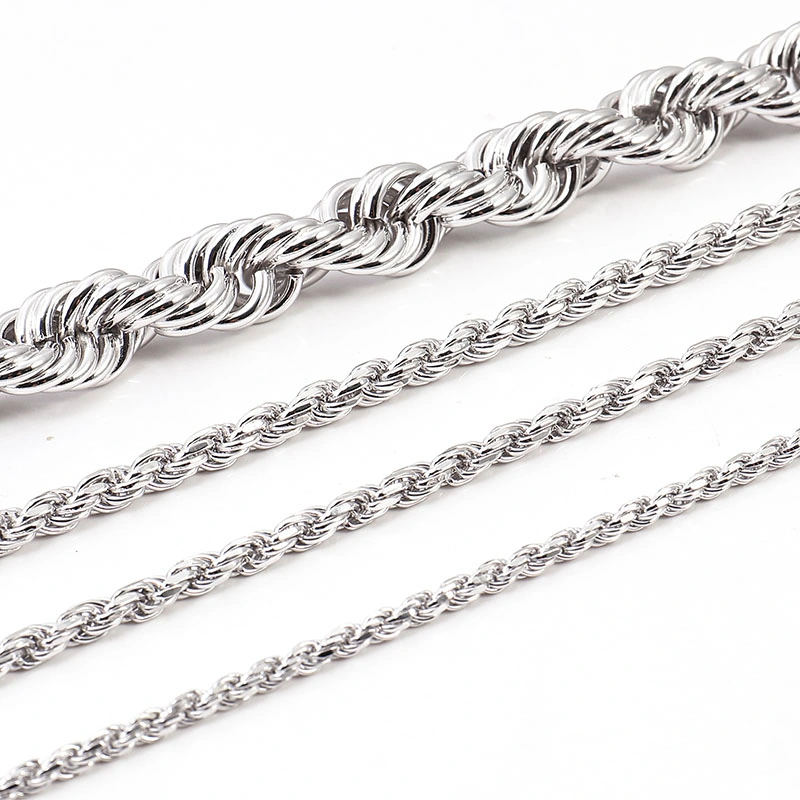 Wholesale Iced out Sterling Silver Rope Chain Pendant Necklace 4mm Width 925 Sterling Silver Rope Chain