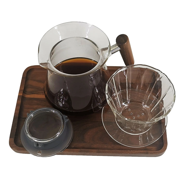 Conjunto de Filtro de Café Portátil de Atacado, Copos de Vidro, Suporte de Gotejamento, Cafeteira Transparente de Preparação Manual.