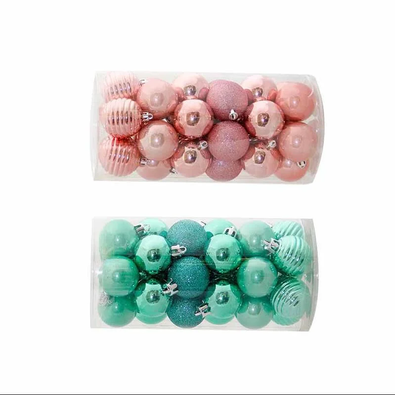 Balls Glass Blue Bath Shiny Baby Pink Shatterproof Plastic Ornaments Indent Reflector Bauble Transparent as Christmas Ball