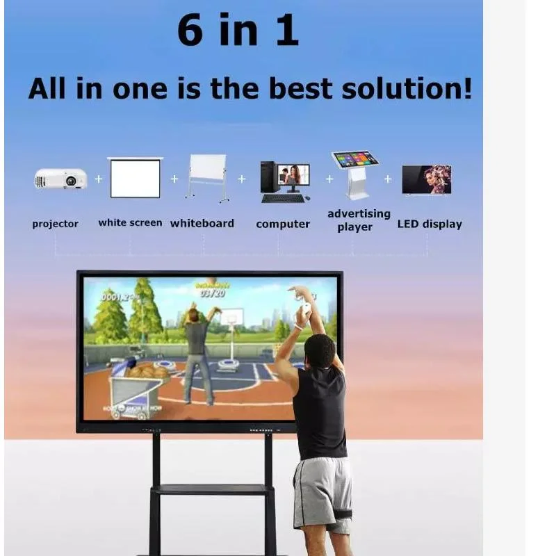 Tragbarer 86-Zoll-Ultra HD 4K Wireless LED Interactive Touch LCD-Smart Board mit PC All-in-One-Bildschirm Smart Board