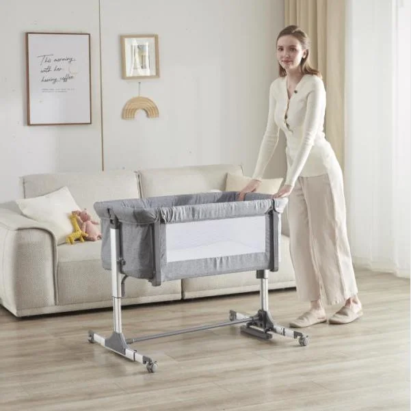 Baby Easy Folding Bedside Sleeper Crib with Storage Basket