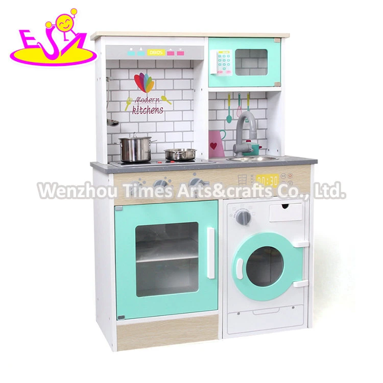 Neu veröffentlicht Green Wooden Toy Kitchen Set für Kinder W10c575