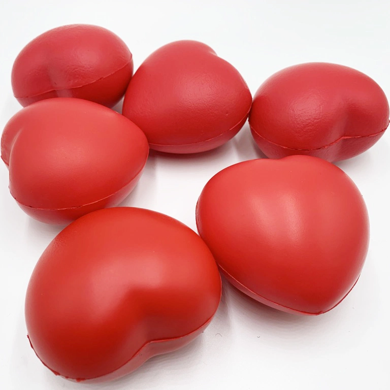 Custom Logo Promotional PU Foam Reliever Heart Shaped Sponge Squeeze Stress Balls