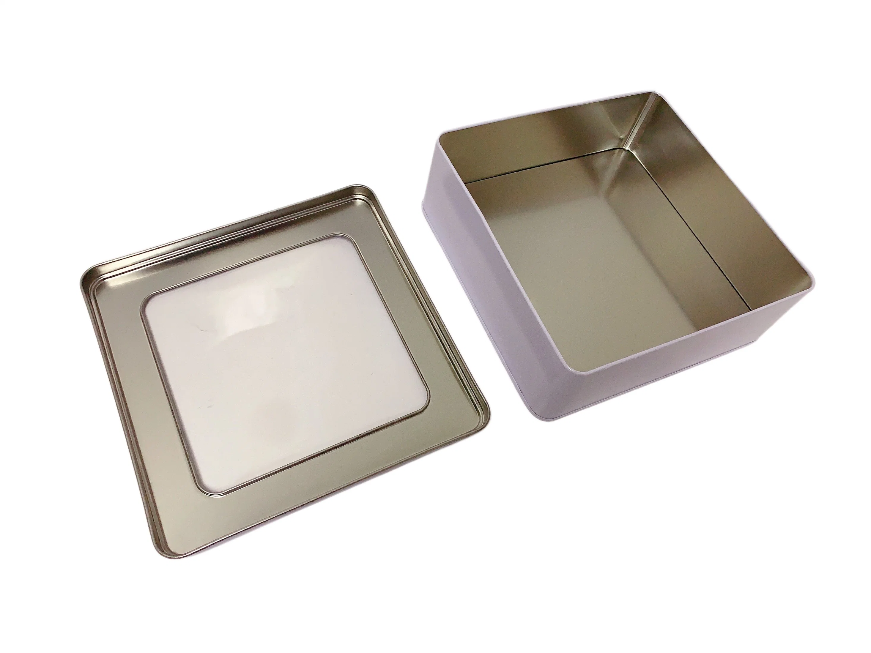 Factory Price Square Tin with Clear Pet Window Toy Tin Box with PVC Window Pazzle Metal Box Window Tin Box