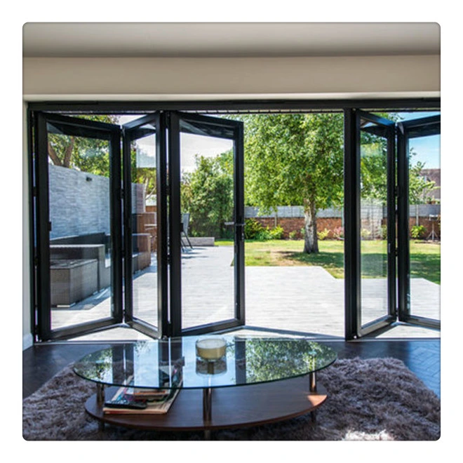 Low-E Glass Glass Kitchen Custom Bi Fold Aluminum Folding Doors Exterior