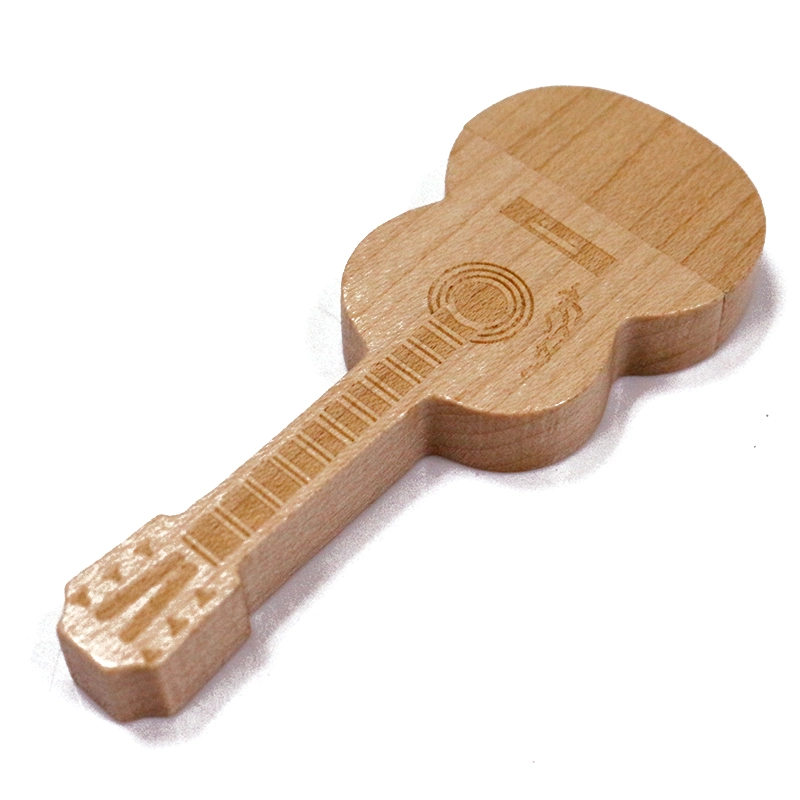 Guitar Shape Wooden Promotional Gift Music USB Flash Drive