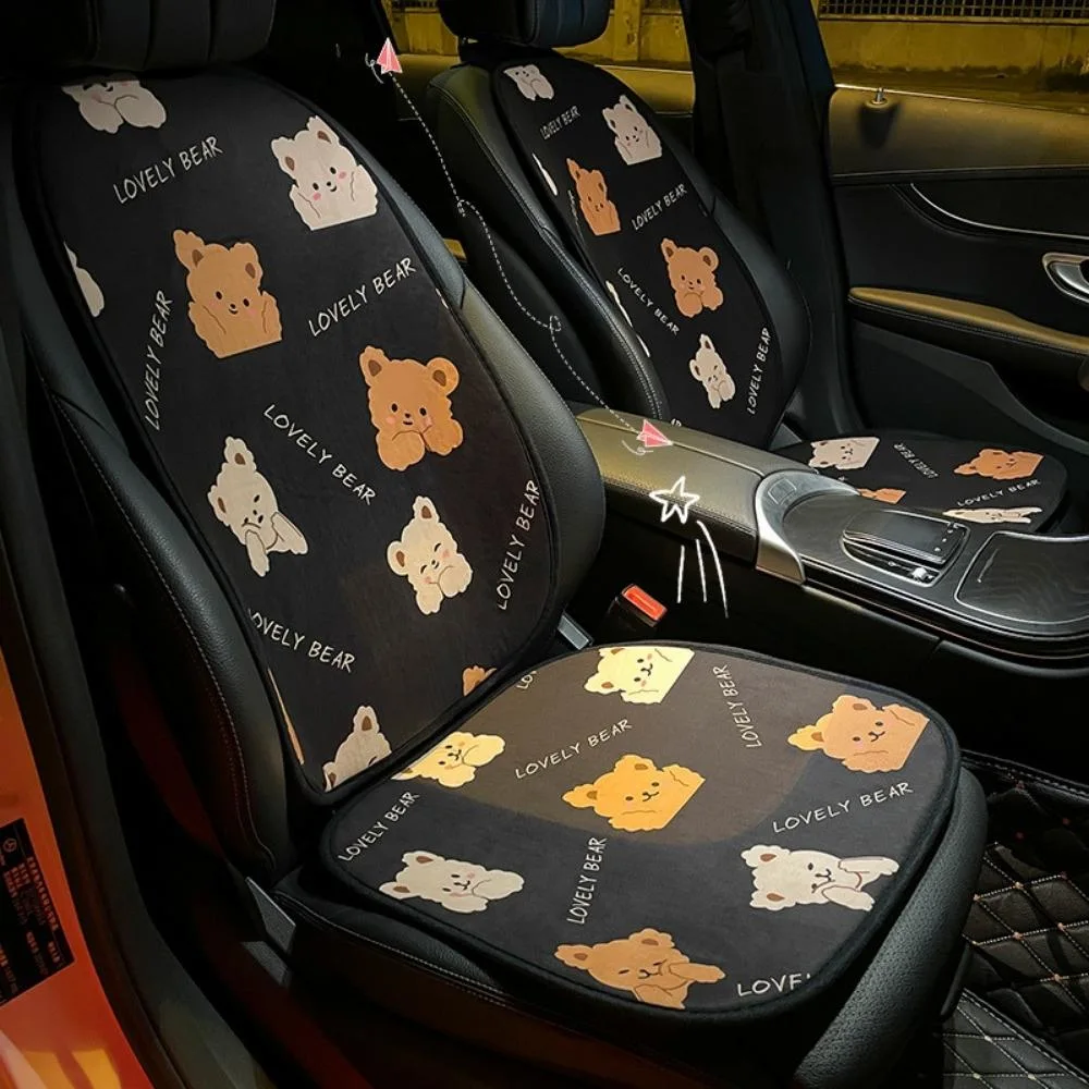 Auto Mesh Fabric Car Mat Cartoon Car Seat Cushion Cute Bear Plush Car Seat Cover Cushion Winter Warm Car Supplies Car Accessories Wyz20370