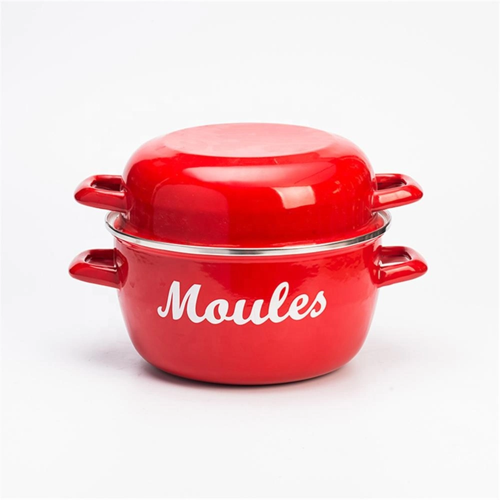 High quality/High cost performance  Color Coating Customized Enamel Carbon Steel Cookware Mussel Pot for Europe Market