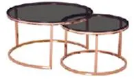 Nordic Round Tempered Glass Top with Stainless Steel Frame Coffee Table