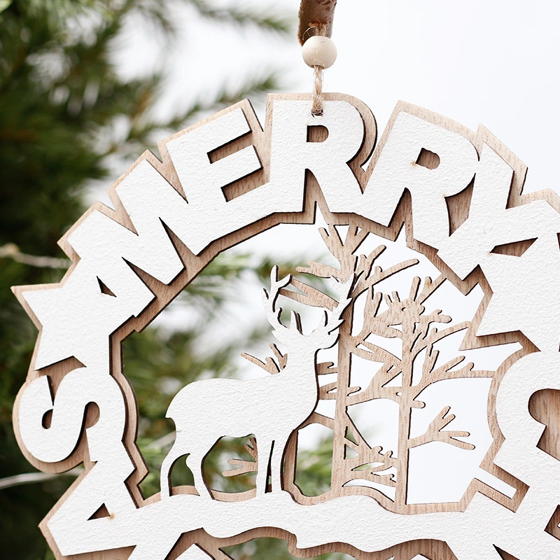 Feliz Navidad Cartel para colgar la puerta de madera de árbol para decorar el hogar