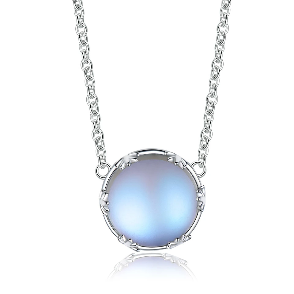 S925 Silver Aurora Pendant Necklace Halo Crystal Gemstone Scale Light Necklace Jewellery