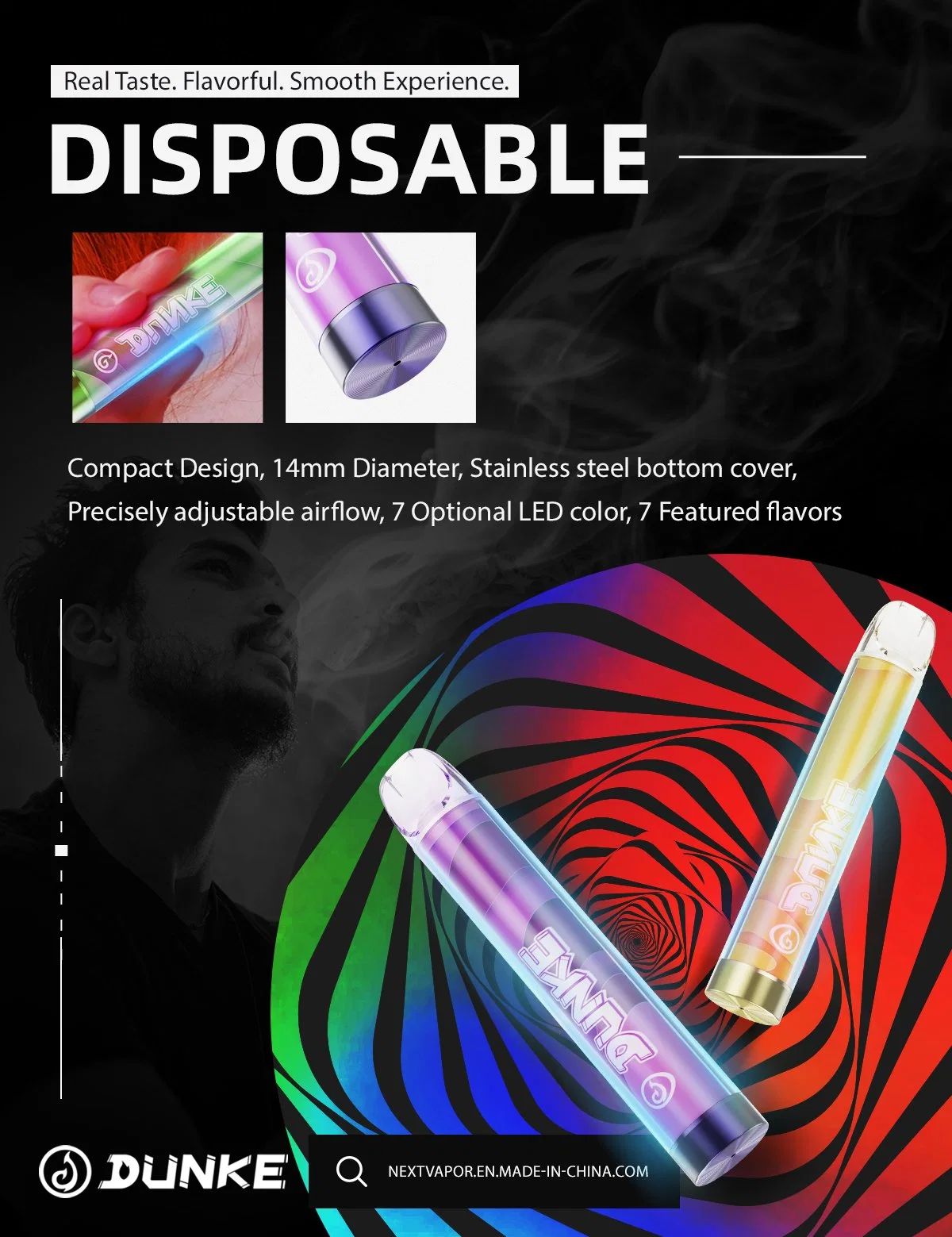 Dunke Wholesale/Supplier 600 Puff 2ml Electronic Cigarette Disposable/Chargeable Vape Pen Kit Glowing Vaper Vaporizador Desechable Factory Vapoter E Zigaretten Vaporizar Vape Smok