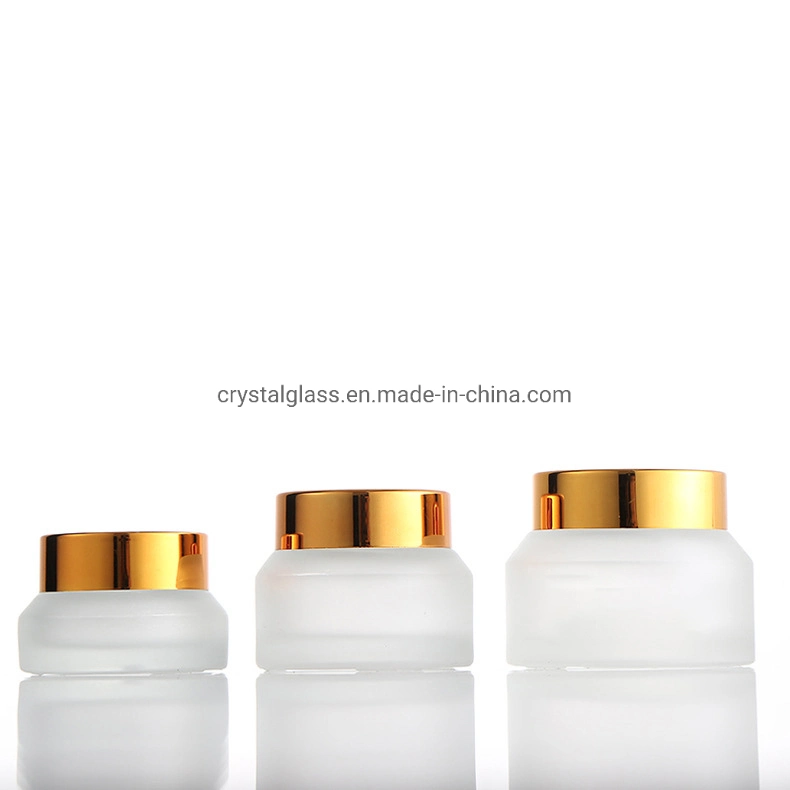 CT-69 Frosted Wholesale/Supplier Luxury Empty OEM Glass Cosmetic Cream Jar and Bottle Packaging with Silver White Wooden and Black Caps