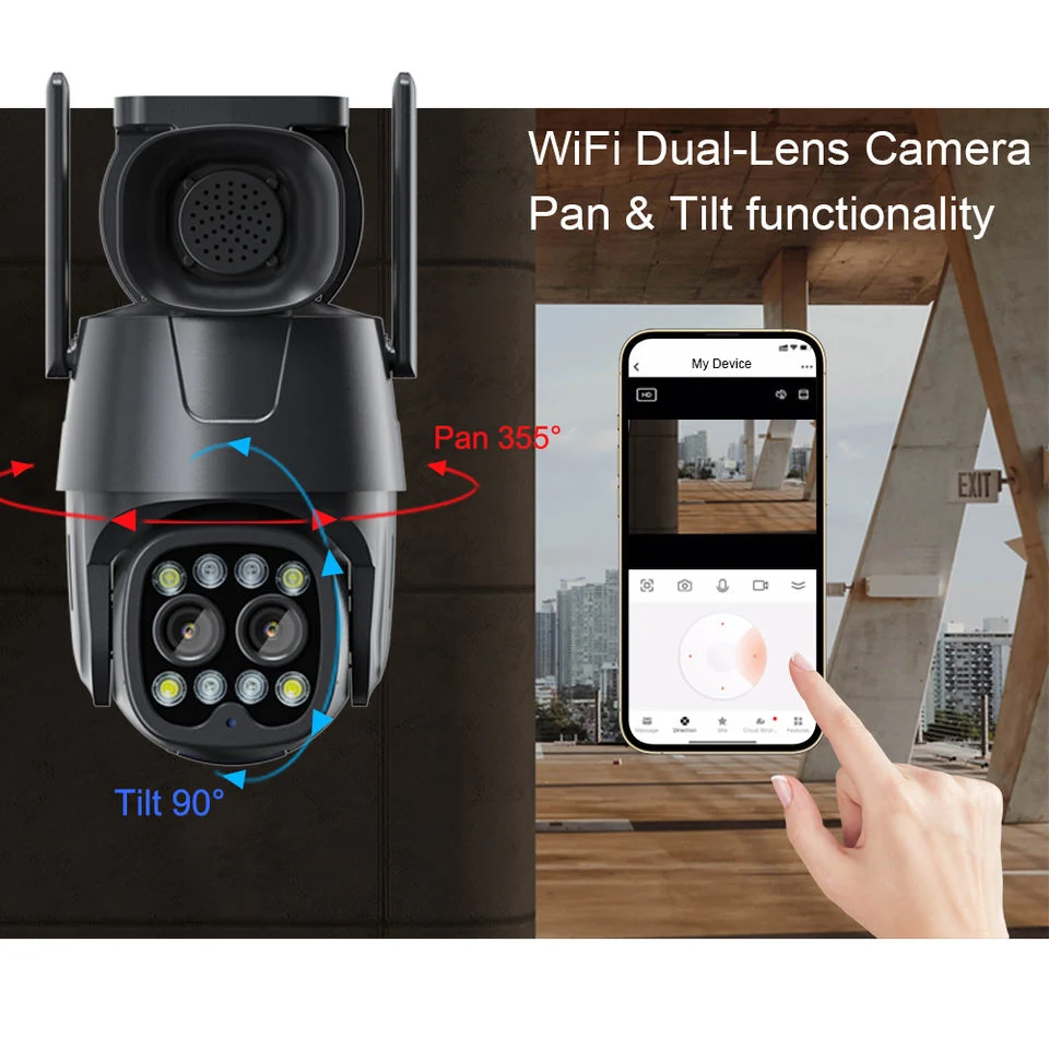 Cámara de seguimiento automático WiFi CCTV Cámara de doble lente para exteriores inalámbrica