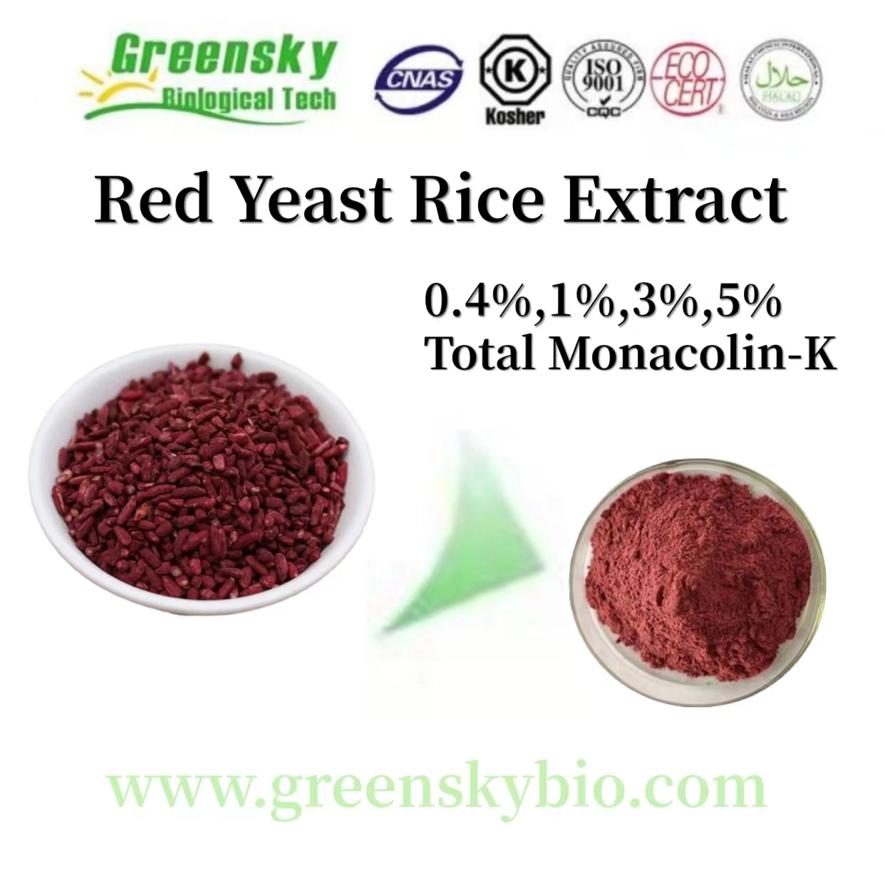 3 % monacolin K Extrait de levure de riz rouge