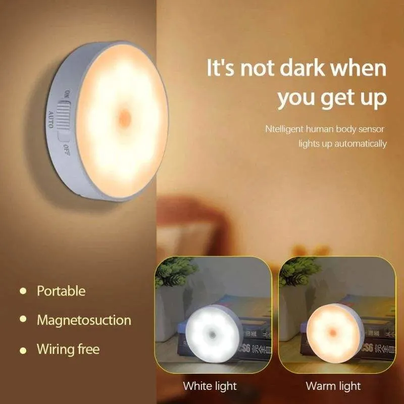 Motion Sensor LED Night Light USB Rechargeable Night Lamp for Bedroom Kitchen Cabinet Light Wireless Closet Light