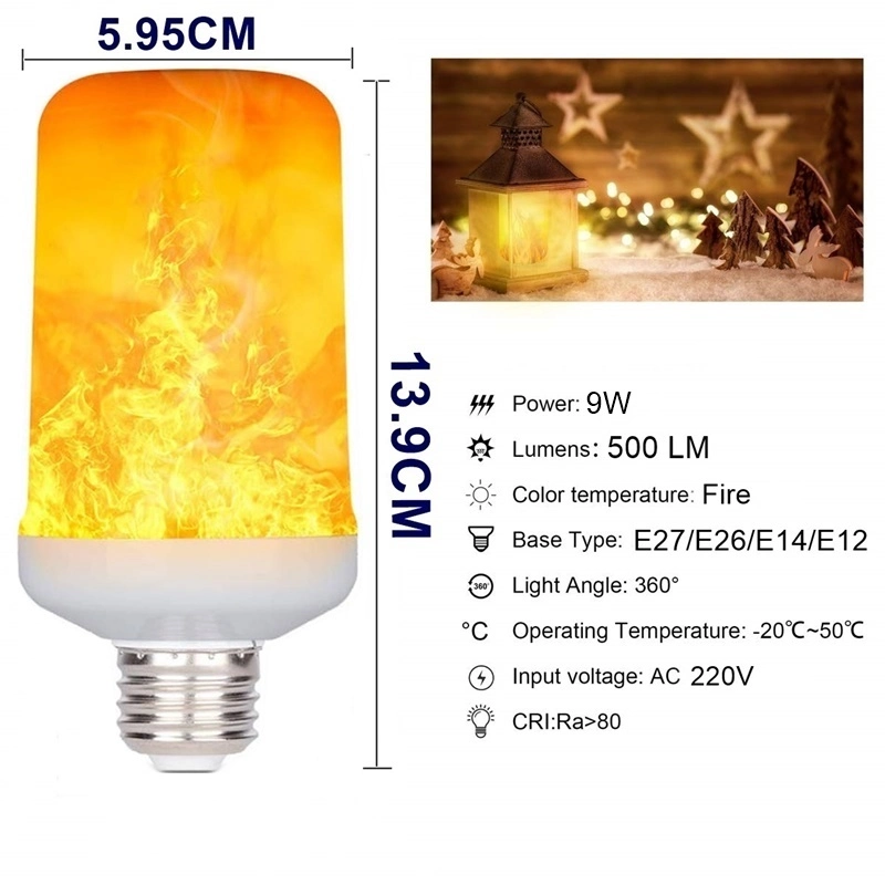 LED Dynamic Flame Effect Bulb 3 Modes Flickering Emulation Gravity Creative Fire Lights