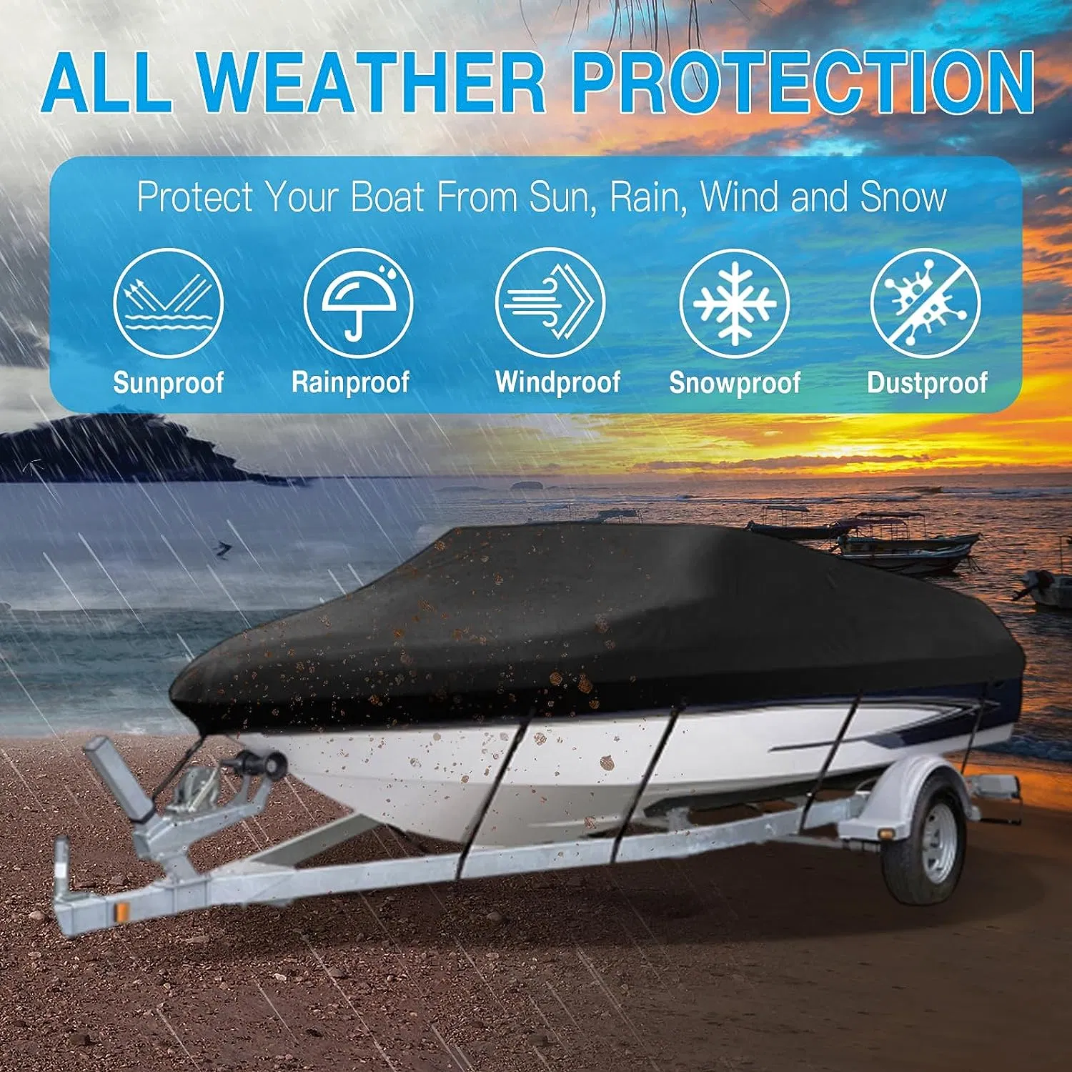 Factory Customized Outdoor Waterproof Boat Cover, Yacht Sunscreen Cover, 600d Thick Material