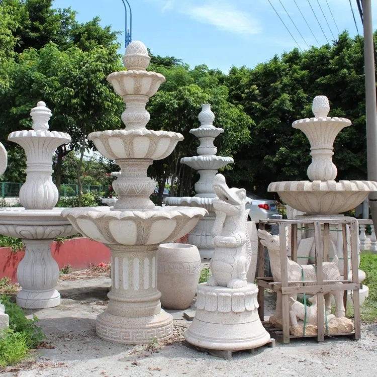 La mano de mármol tallado de fuente de agua, fuente de gran tamaño de la Estatua de la decoración de jardín