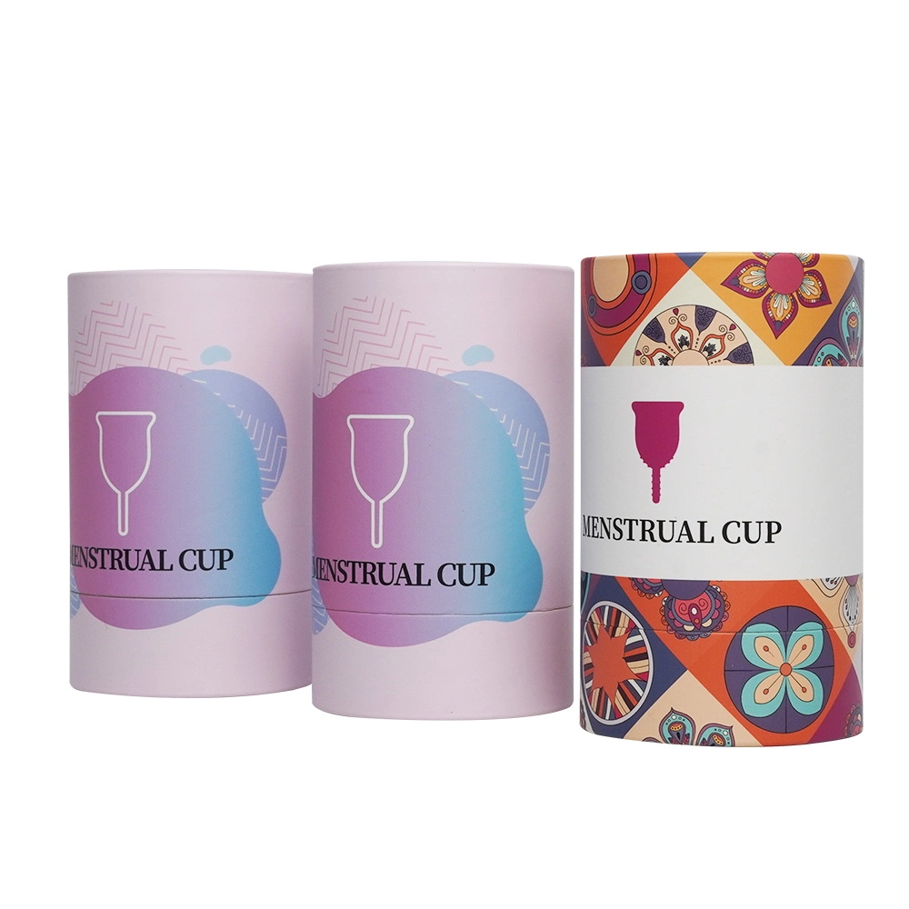 Firstsail biodegradables personalizado de la Copa Menstrual Cilindro del tubo de papel de embalaje con ventana PVC transparente