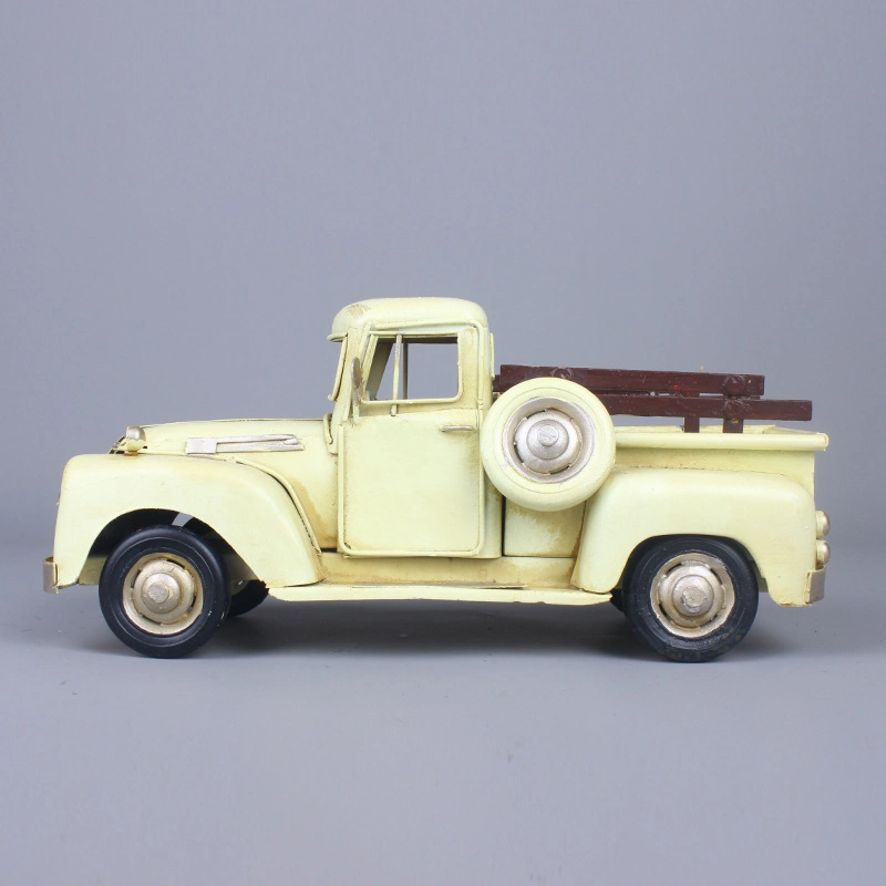 Yellow Pickup Vintage Iron Vintage Car Model Decoration