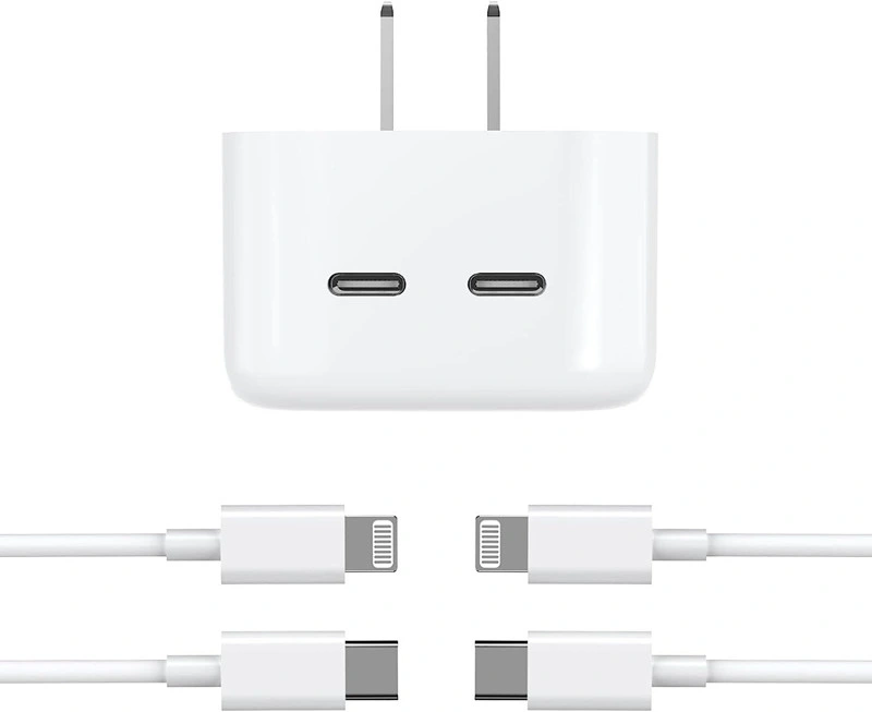 Hot Selling 35W Dual USB-C Port Power Adapter EU/Us/UK Plug Super Fast Charger iPhone 14 PRO Max Cell Phone Wall Cube