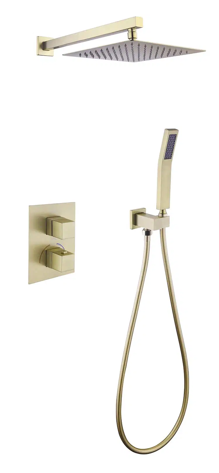 North American Styles Concealed Wall Mounted Square Round Handheld Shower Mixer Double Functions Chromed and Matt Black Gold Color