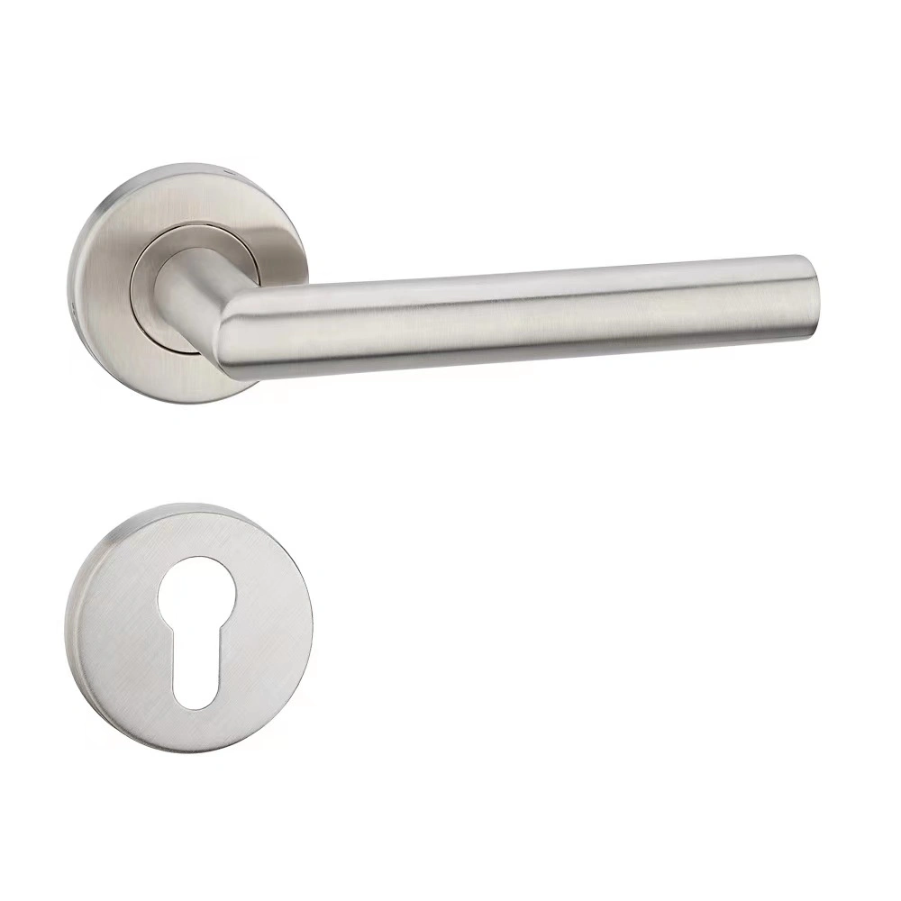 Dummy Door Handle Lever with Modern Contemporary Slim Round Design for Pantry or for Half-Dummy Application in Satin Nickel